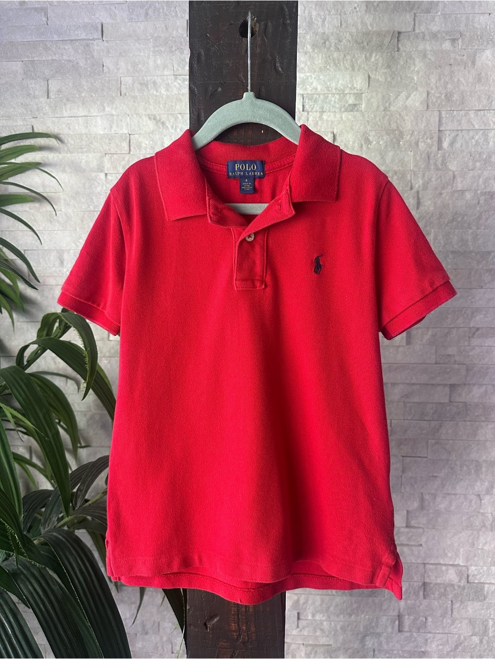 Polo Ralph Lauren Red Short Sleeve Polo with Navy Pony Size Kids 6